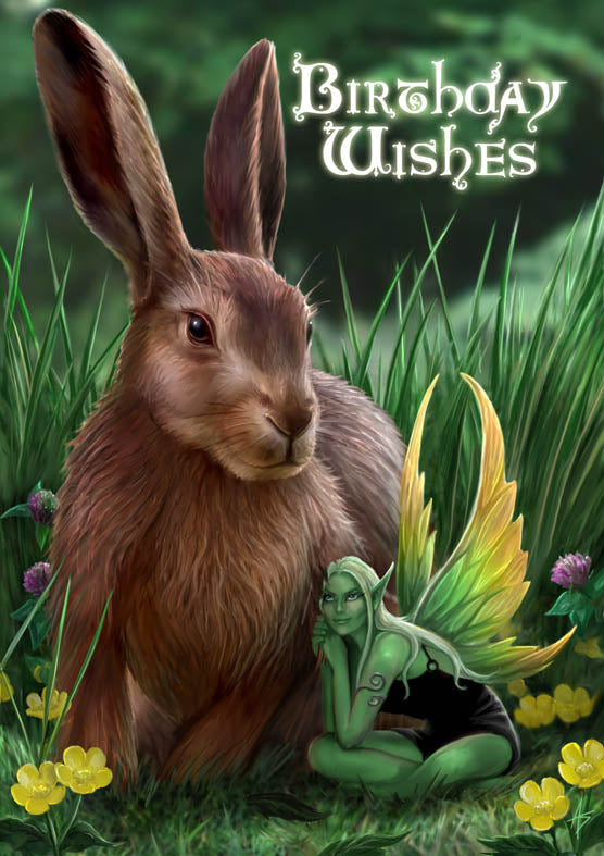 Hare & Sprite (AN21) 6 x Birthday Greetings Cards