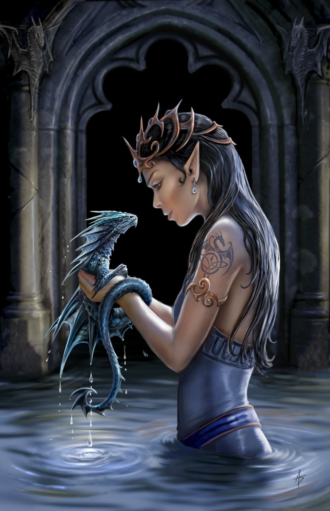 Water Dragon (AN24) 6 x Blank Greetings Cards