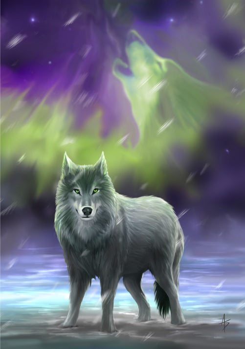 Aura Wolf (AN59) 6 x Blank Greetings Cards