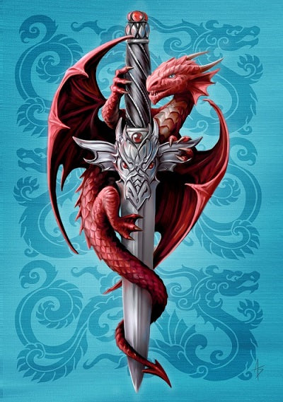 Dragon & Dagger (AN62) 6 x Blank Greetings Cards