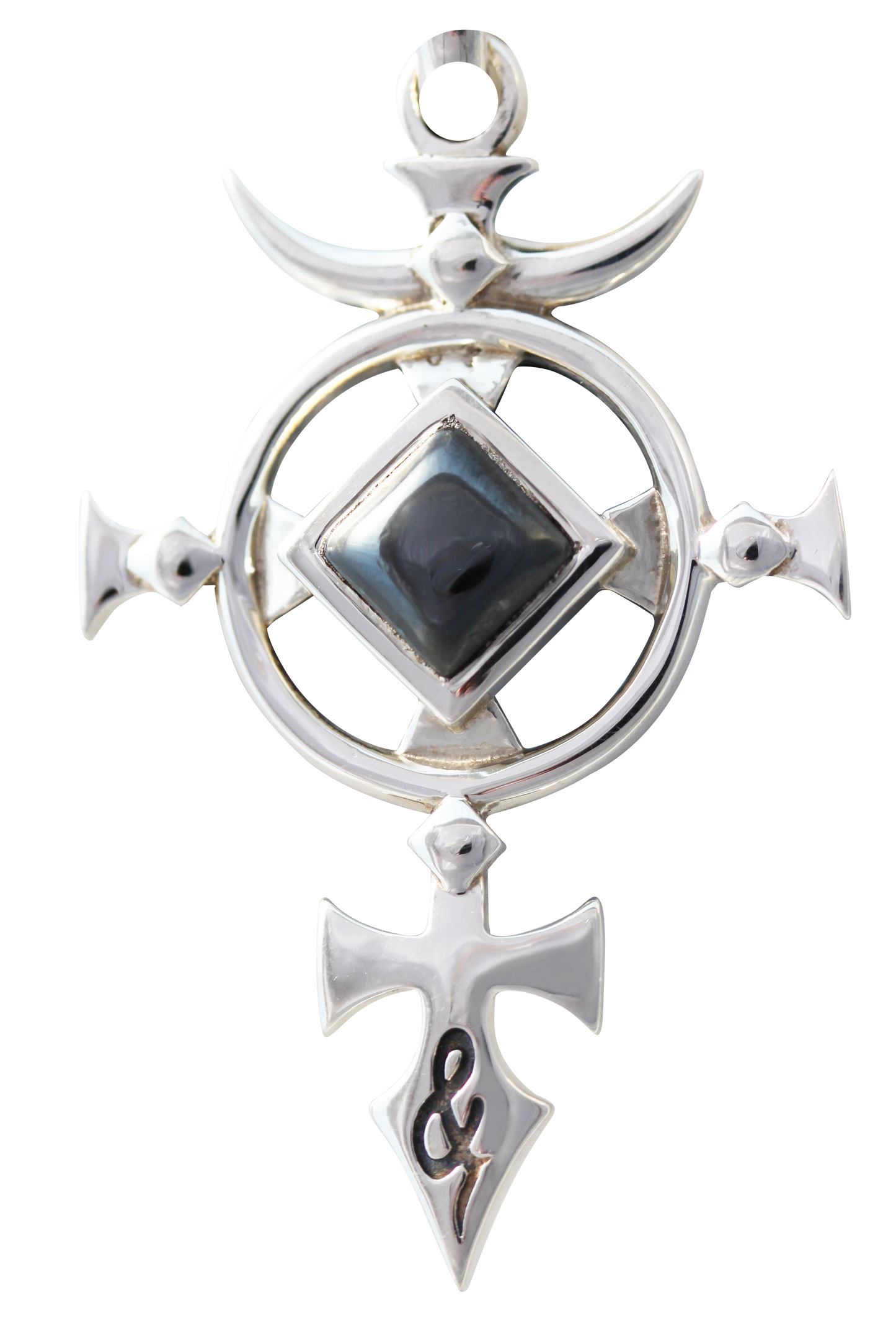 Cross of St Michael (BG07) 925 Sterling Silver Pendant Necklace with Hematite