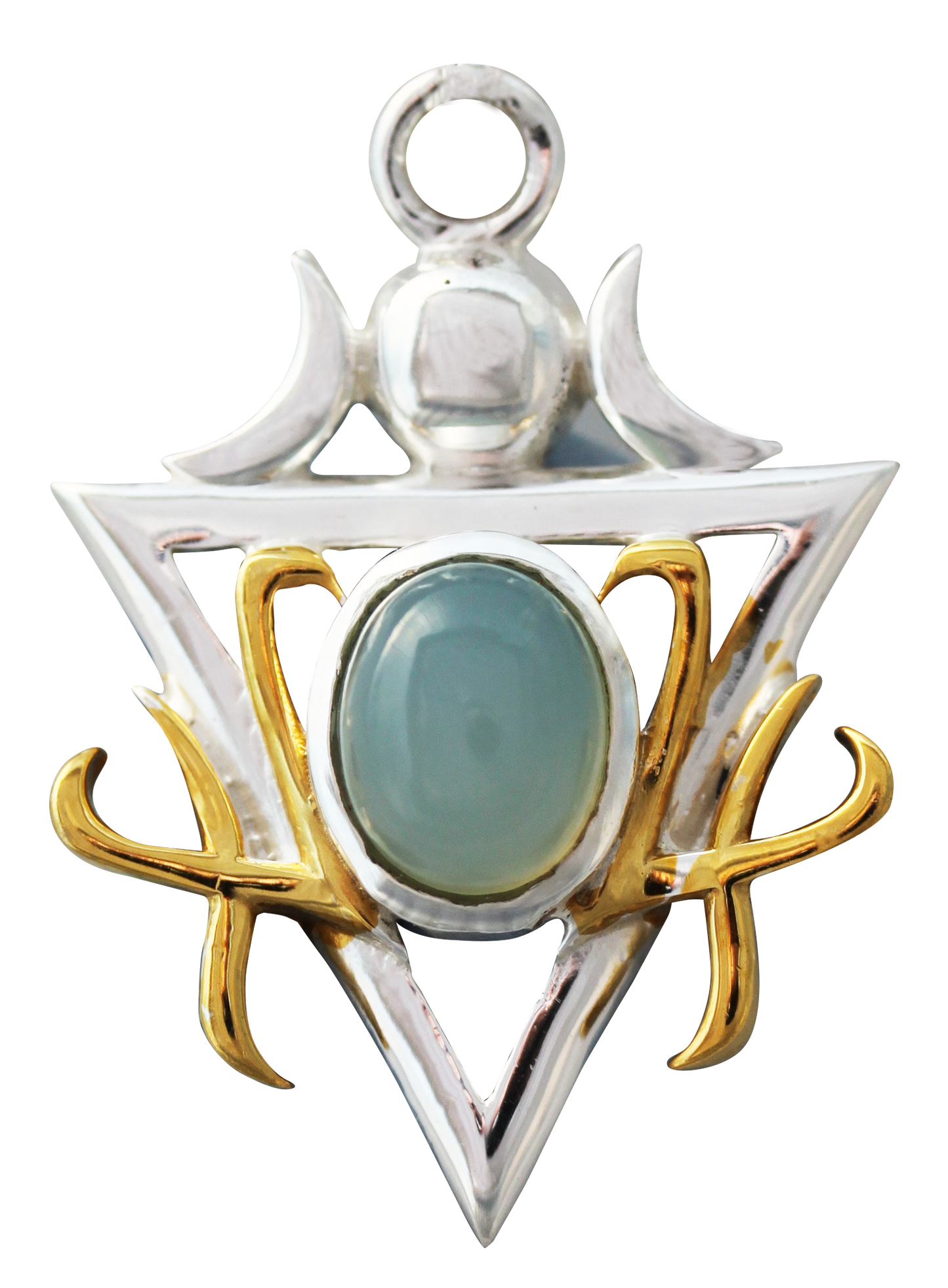 Fortitudo (BG08) 925 Sterling Silver Pendant Necklace with Blue Chalcedony