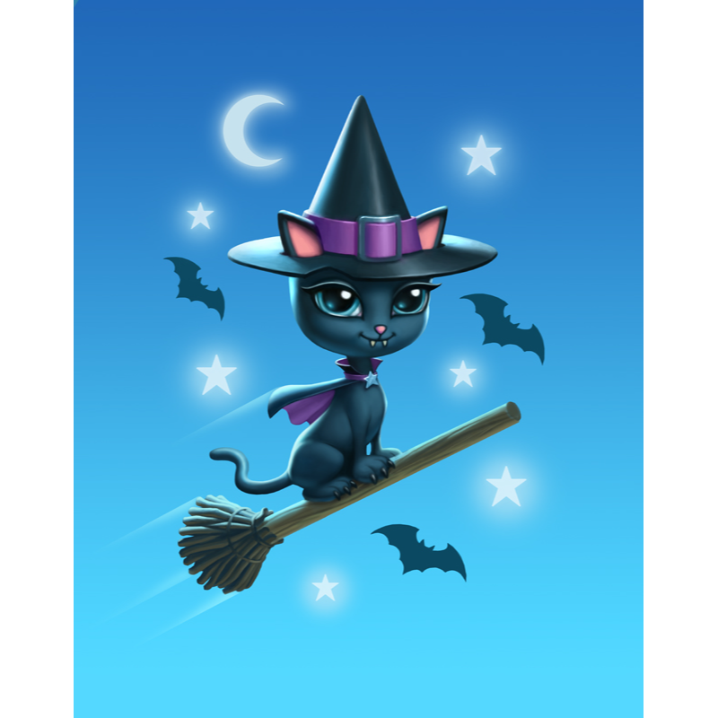 Witch Kitty (JR10) 6 x Blank Greetings Cards