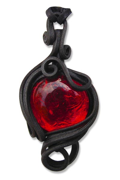 Anhänger mit Glas (rund rot)