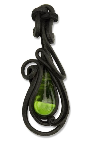 Anhänger mit Glas (Tropfen grün)