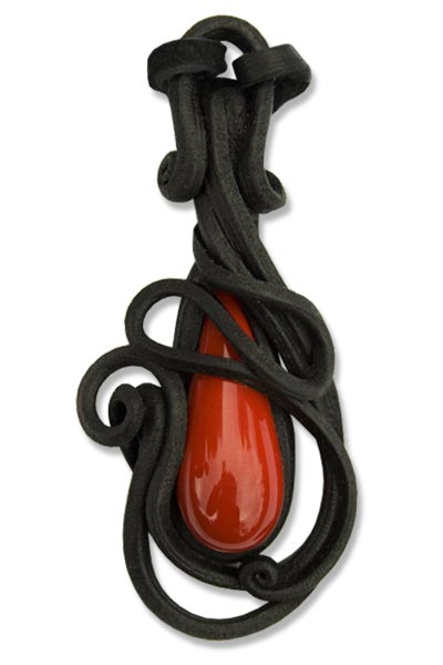 Anhänger mit Glas (Tropfen rot)