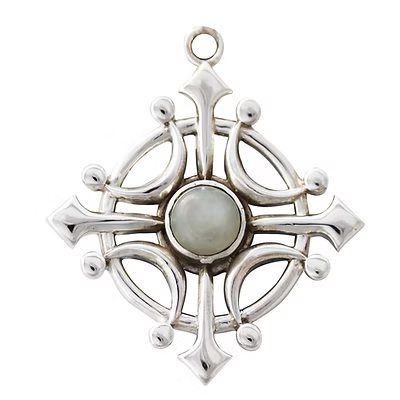 Selene's Glaive (BG03) 925 Sterling Silver Pendant Necklace with Moonstone