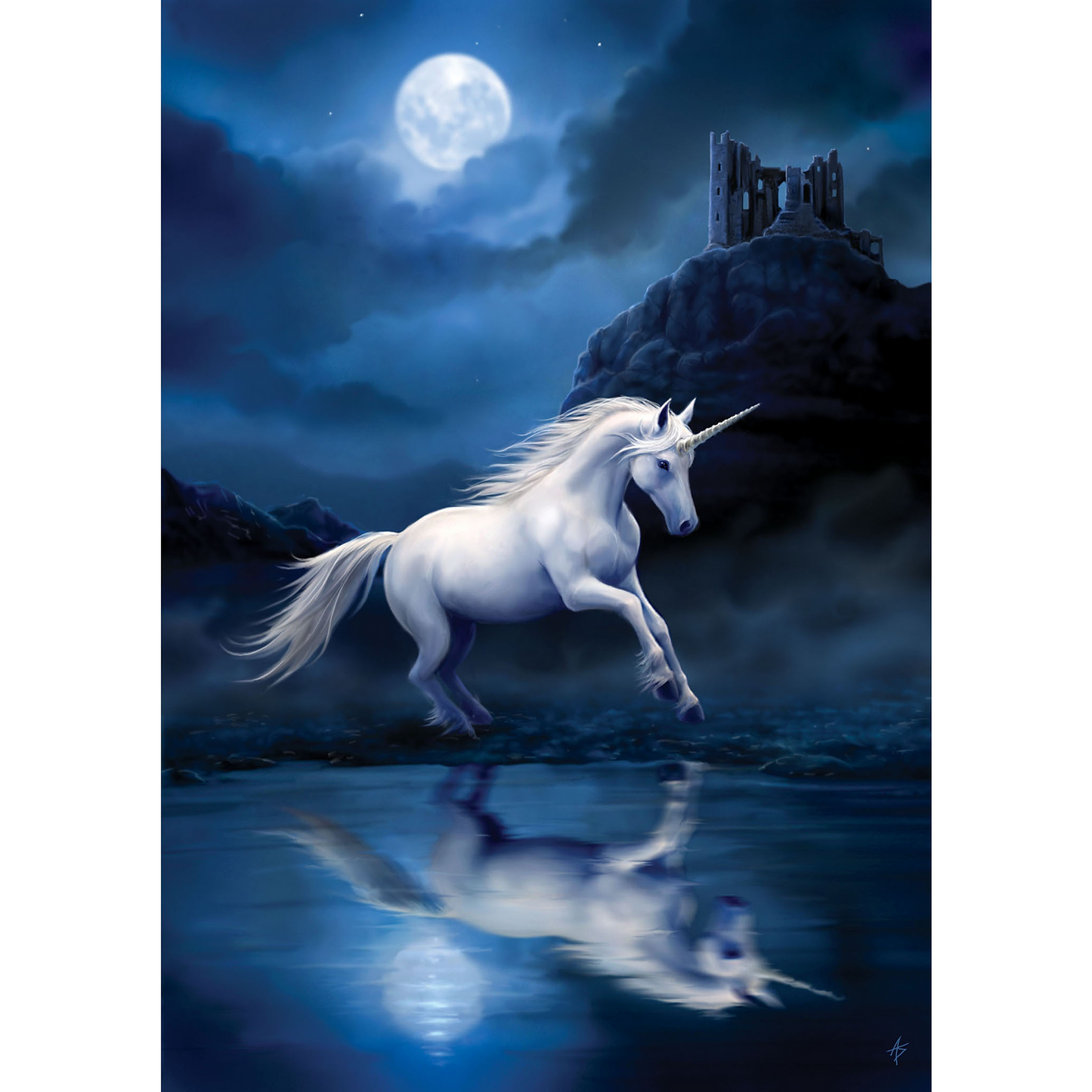 Moonlight Unicorn (ART40) - Imagus Print A4 Image in A3 Mount