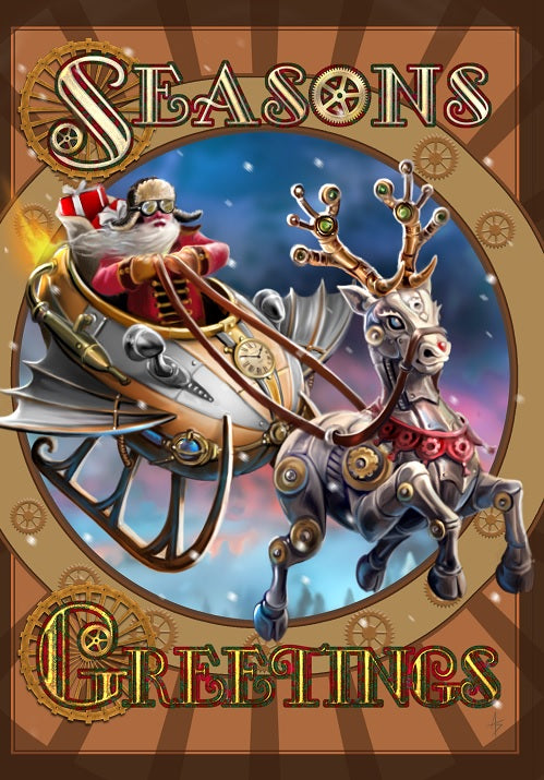 Steampunk Santa (AN56) 6 x Yule Greetings Cards