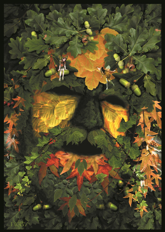 Green Man (ART25) - Imagus Print A4 Image in A3 Mount