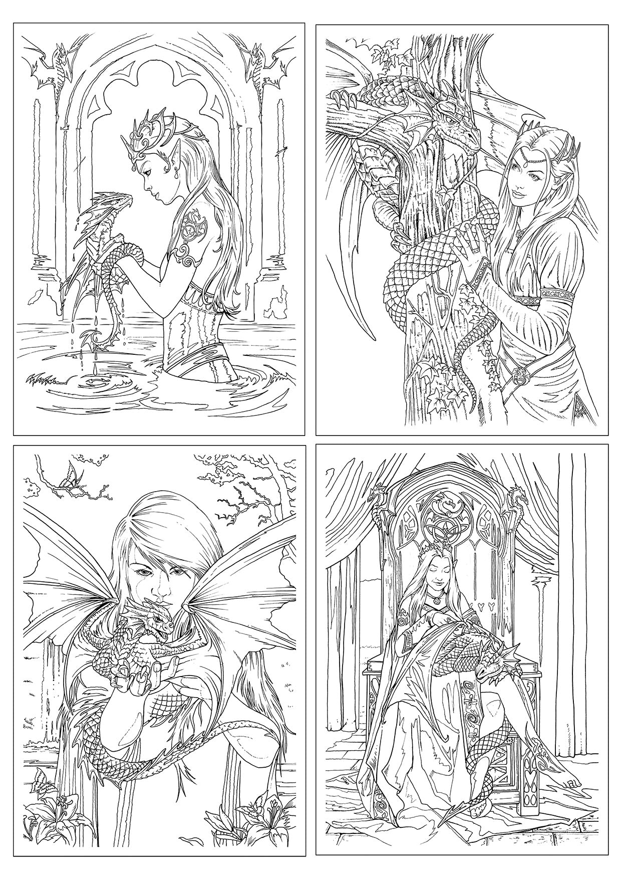 Dragon Friendship Colour In Cards (ASC1) by Anne Stokes