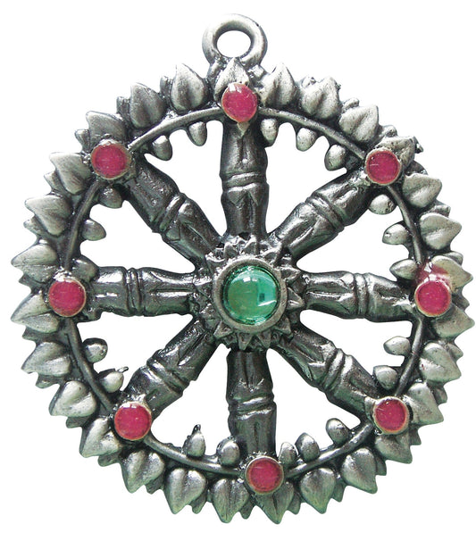 Dharma Wheel (BD9) Charm Pendant Necklace
