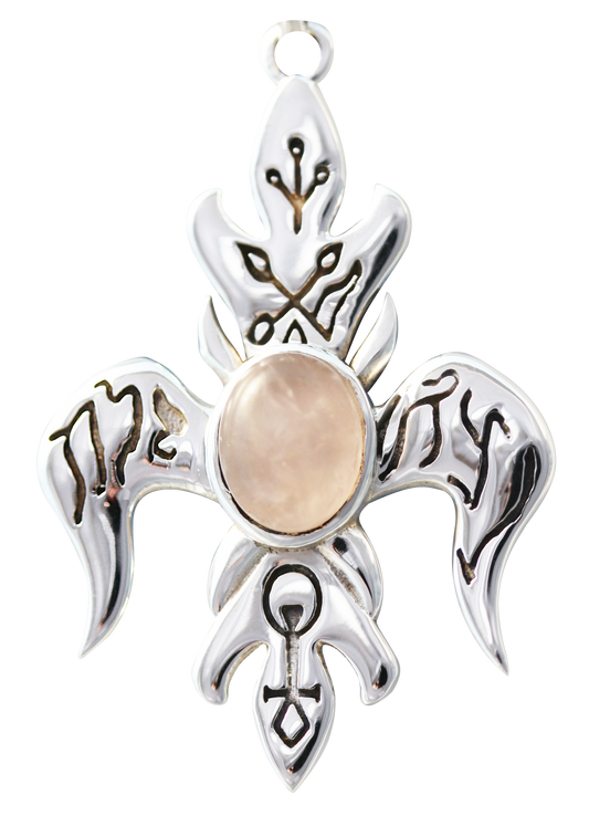 Fleur de Venus (BG13) 925 Sterling Silver Pendant Necklace with Rose Quartz