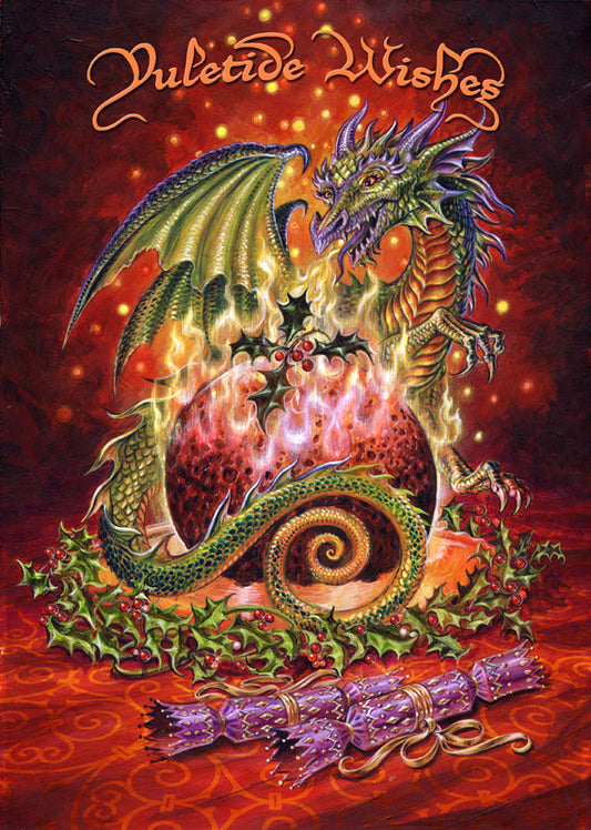 Flaming Dragon Pudding (BY16) 6 x Yule Greetings Cards