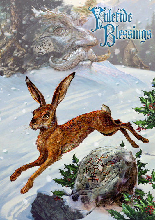 Midnight Rune Hare (BY23) 6 x Yule Greetings Cards