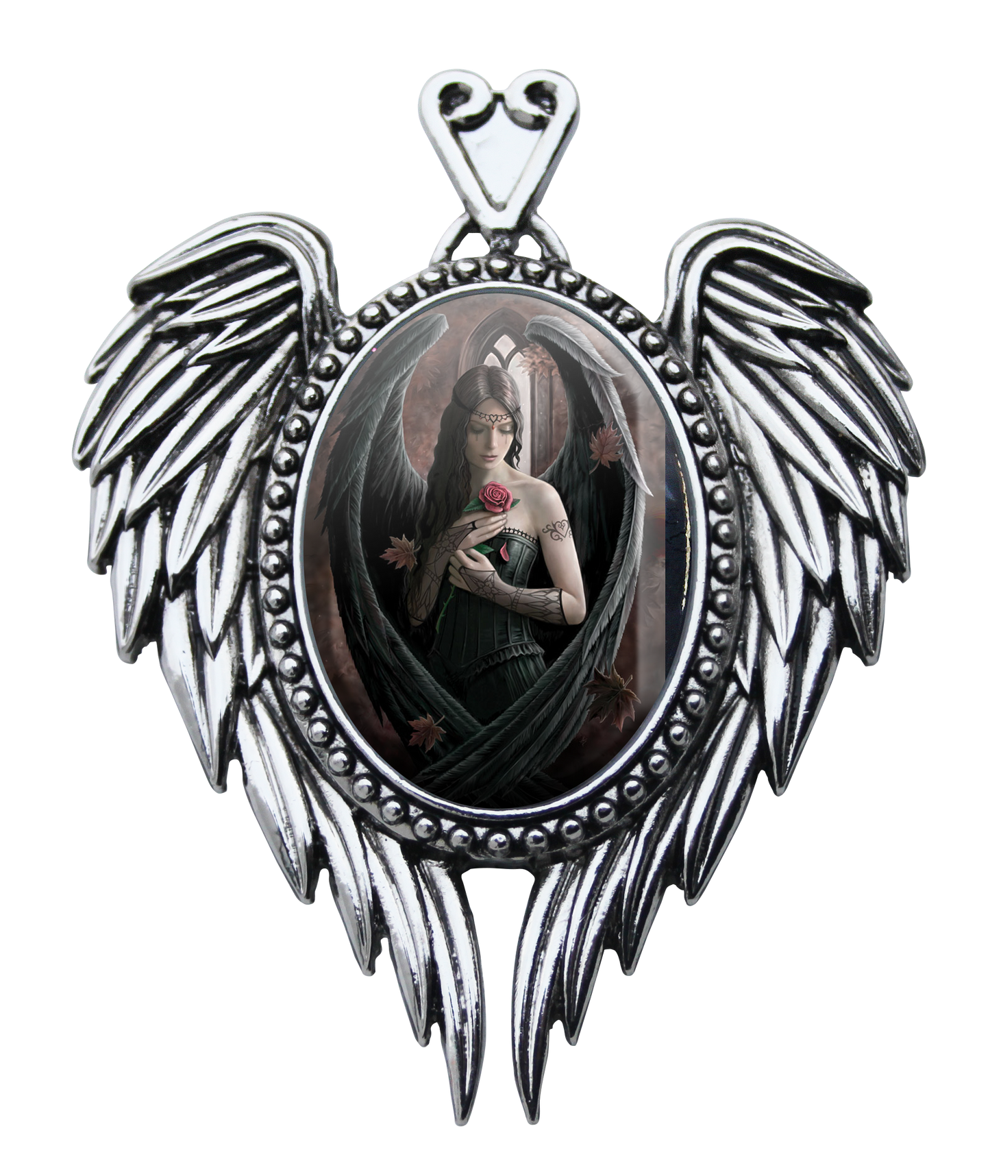 Angel Rose Cameo (EC13) Pendant Necklace by Anne Stokes