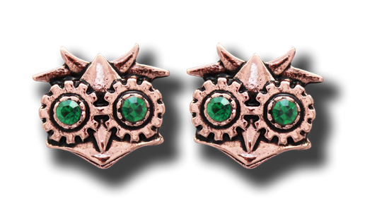 Aviamore Owl (EN11) Steampunk Stud Earrings
