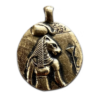 Sekhmet (GC07G) Double Sided Pendant Coin Necklace