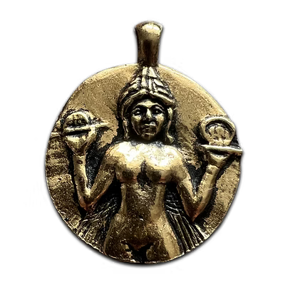 Ishtar (GC08G) Double Sided Pendant Coin Necklace