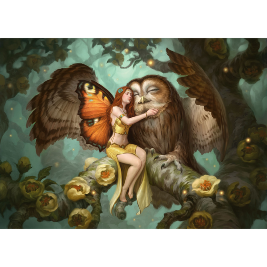Fairy & Owl (JR07) 6 x Blank Greetings Cards