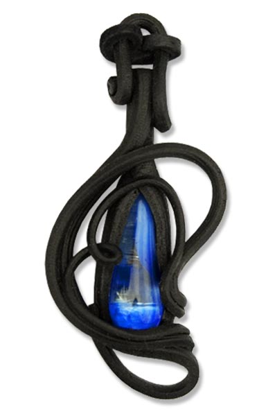 Anhänger mit Glas (Tropfen blau)