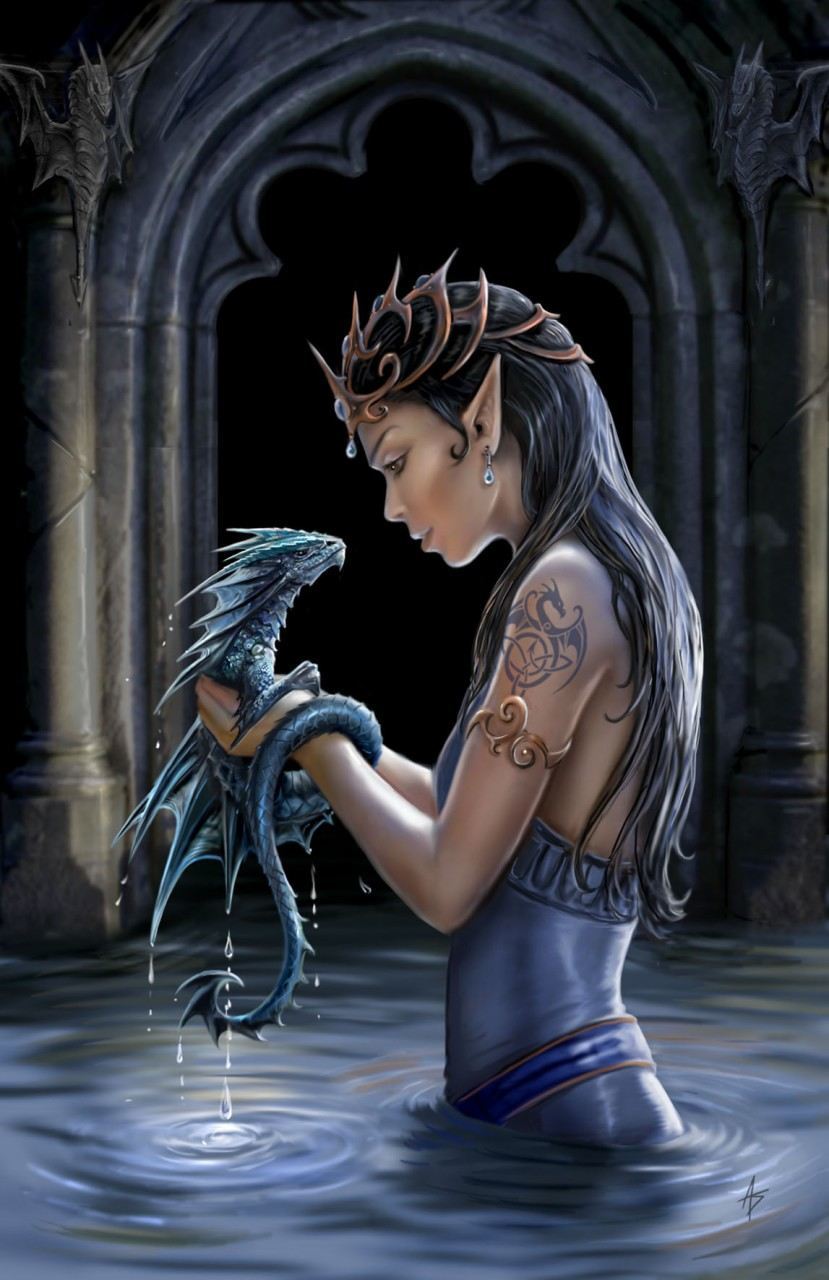 Water Dragon/Friends Forever Set of 10 Notecards by Anne Stokes (ART02)