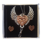 Valkyrie Heart (ENS1) Steampunk Pendant Necklace and Earrings Gift Set