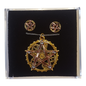 Penta Merida (ENS3) Steampunk Pendant Necklace and Earrings Gift Set