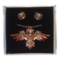 Aviamore Owl (ENS4) Steampunk Pendant Necklace and Earrings Gift Set